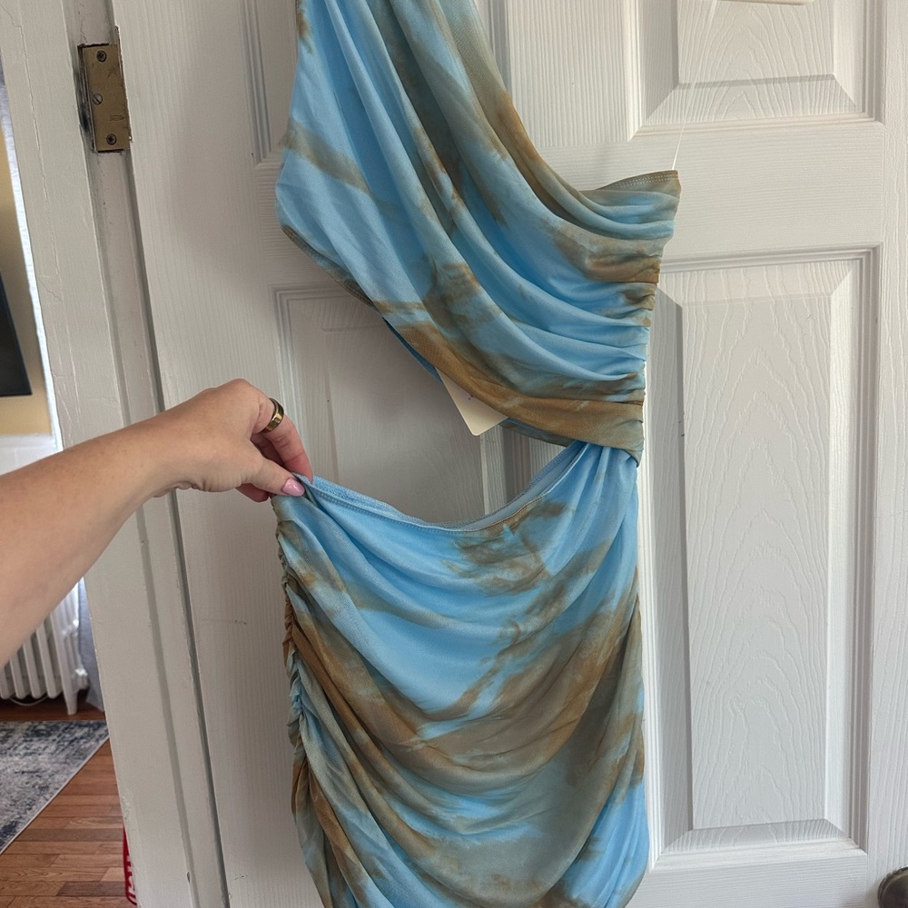 Peppermayo Blue and Brown Mini Dress